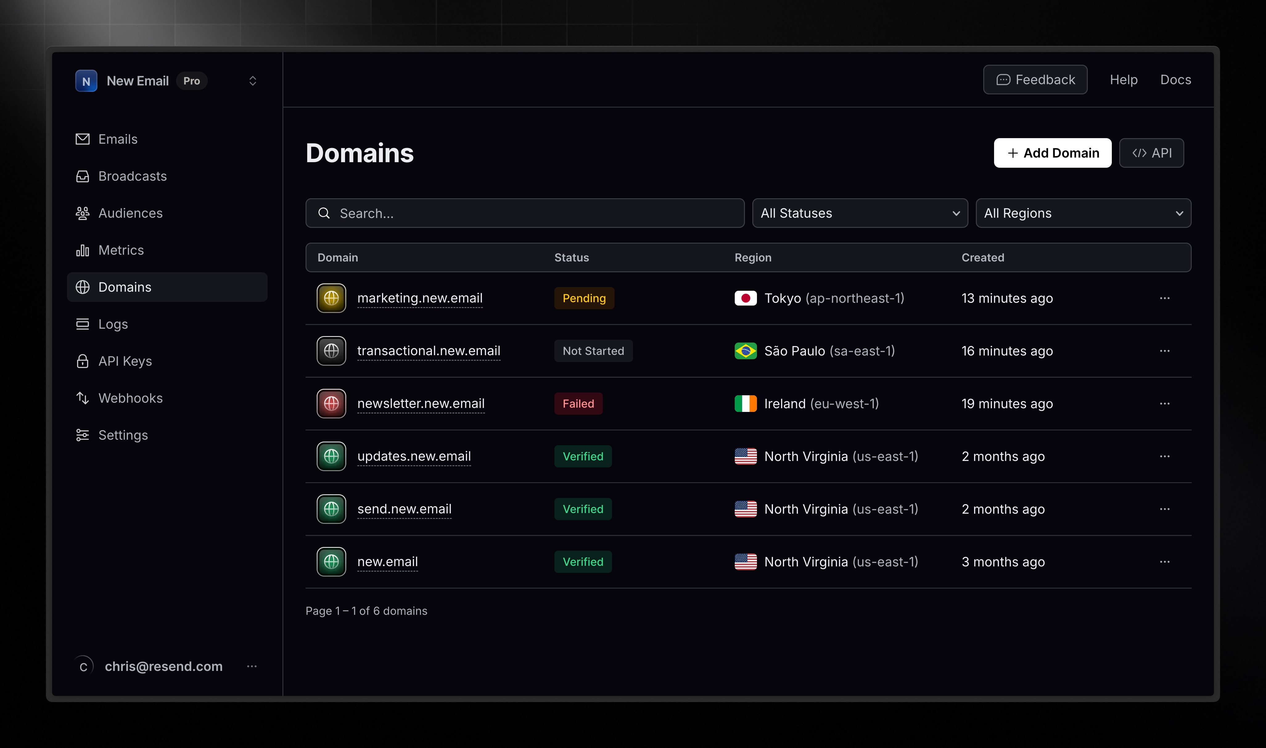 Domains Search and Filters